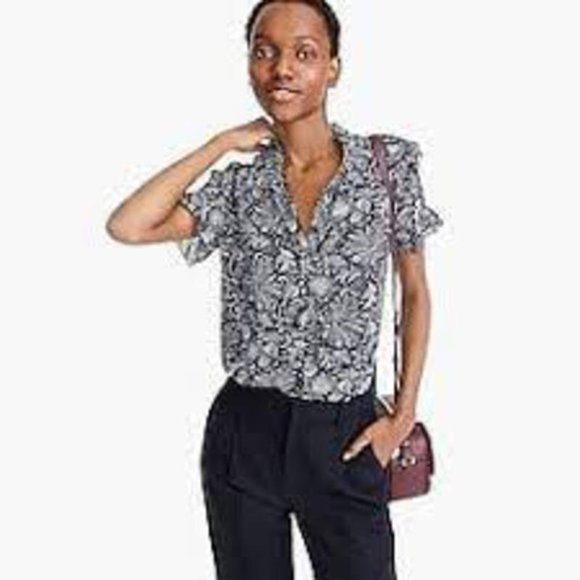 Point Sur Tops - Point Sur JCrew Chiffon Fern Leaf  blouse Small